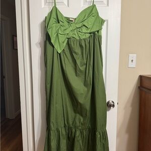 Anthropologie Green Strapless Ruffled Sundress